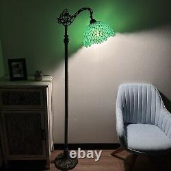 Tiffany Style Floor Lamp Green Stained Glass Green Leaves Included LED Bulb H63