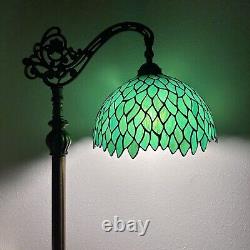 Tiffany Style Floor Lamp Green Stained Glass Green Leaves Included LED Bulb H63