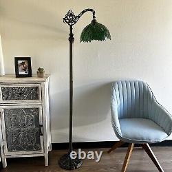 Tiffany Style Floor Lamp Green Stained Glass Green Leaves Included LED Bulb H63