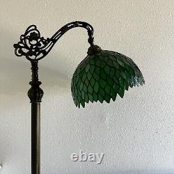 Tiffany Style Floor Lamp Green Stained Glass Green Leaves Included LED Bulb H63