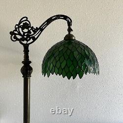 Tiffany Style Floor Lamp Green Stained Glass Green Leaves Included LED Bulb H63