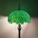 Tiffany Style Floor Lamp Green Stained Glass Leaves Metal Base Led Bulb 64h16w