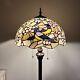Tiffany Style Floor Lamp Magpies Plum Bossom Pink Brown Stained Glass H64w16