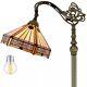 Tiffany Style Floor Lamp Mission Stained Glass Vintage Bedside Reading Light