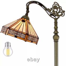 Tiffany Style Floor Lamp Mission Stained Glass Vintage Bedside Reading Light