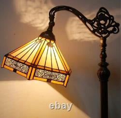 Tiffany Style Floor Lamp Mission Stained Glass Vintage Bedside Reading Light