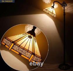 Tiffany Style Floor Lamp Mission Stained Glass Vintage Bedside Reading Light