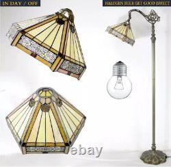 Tiffany Style Floor Lamp Mission Stained Glass Vintage Bedside Reading Light