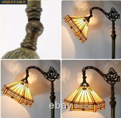 Tiffany Style Floor Lamp Mission Stained Glass Vintage Bedside Reading Light