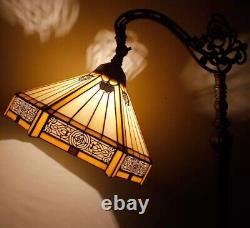 Tiffany Style Floor Lamp Mission Stained Glass Vintage Bedside Reading Light