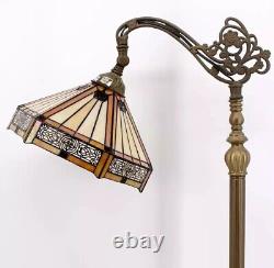 Tiffany Style Floor Lamp Mission Stained Glass Vintage Bedside Reading Light