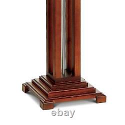 Tiffany Style Floor Lamp Mission Wood Column Stained Glass For Living Room