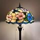 Tiffany Style Floor Lamp Pink Blue Stained Glass Hummingbird Flowers 64h16w