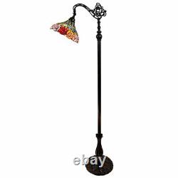Tiffany Style Floor Lamp Pole Roses Stained Glass Shade 62 Tall Reading Light