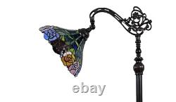 Tiffany Style Floor Lamp Pole Roses Stained Glass Shade 62 Tall Reading Light