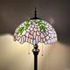 Tiffany Style Floor Lamp Purple Stained Glass Green Leaves 16w16d64h