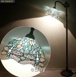 Tiffany Style Floor Lamp Reading Light Stained Glass Lampshade Tall Antique Home