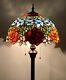 Tiffany Style Floor Lamp Rose Flower Stained Glass Antique Vintage W16h64inch