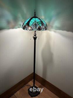 Tiffany Style Floor Lamp Stained Glass Vintage H64W16 inches