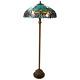 Tiffany Style Floor Lamp Stained Glass Vintage Victorian Design 2 Lights Green