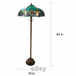 Tiffany Style Floor Lamp Stained Glass Vintage Victorian Nightstand Office Desk
