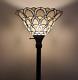 Tiffany Style Floor Lamp Standing Torchiere Victorian Stained Glass Theme Read