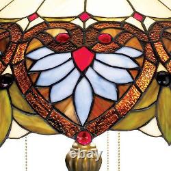 Tiffany Style Floor Lamp Traditional Bronze Heart Stained Glass For Living Room