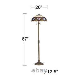 Tiffany Style Floor Lamp Traditional Bronze Heart Stained Glass For Living Room