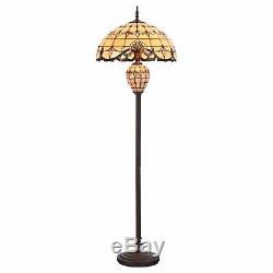 Tiffany Style Floor Lamp Victorian Double Lit Home Decor Stained Glass Lighting
