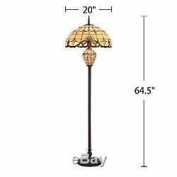 Tiffany Style Floor Lamp Victorian Double Lit Home Decor Stained Glass Lighting