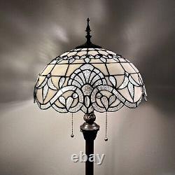 Tiffany Style Floor Lamp White Stained Glass Baroque Style Lavender 64H16W16D