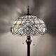 Tiffany Style Floor Lamp White Stained Glass Baroque Style Lavender 64h16w16d