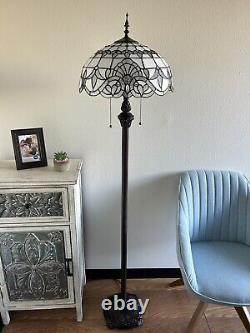 Tiffany Style Floor Lamp White Stained Glass Baroque Style Lavender H64W16