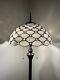 Tiffany Style Floor Lamp White Stained Glass Crystal Beans Led Bulbs H64