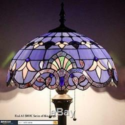 Tiffany Style Floor Standing Lamp 64 Tall Purple Blue Lavender Stained Glass