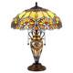Tiffany Style Floral 3 Bulb Stained Glass Double Lit Table Desk Lamp Night Light