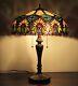 Tiffany Style Floral Design 2-light Table Lamp Beige Amber Green Stained Glass