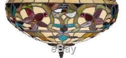 Tiffany Style Floral Hanging Lamp Stained Glass 16 Shade Handcrafted