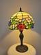 Tiffany-style Floral Pattern Stained Glass Table Lamp 18h Vintage