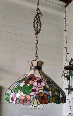 Tiffany Style Floral Stained Glass Tiffany Ceiling Hanging Swag Lamp 213 lights