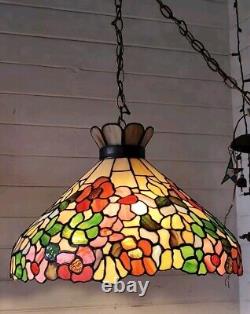 Tiffany Style Floral Stained Glass Tiffany Ceiling Hanging Swag Lamp 213 lights