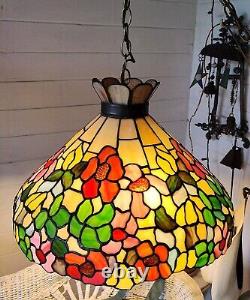 Tiffany Style Floral Stained Glass Tiffany Ceiling Hanging Swag Lamp 213 lights