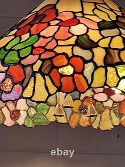 Tiffany Style Floral Stained Glass Tiffany Ceiling Hanging Swag Lamp 213 lights