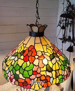 Tiffany Style Floral Stained Glass Tiffany Ceiling Hanging Swag Lamp 213 lights