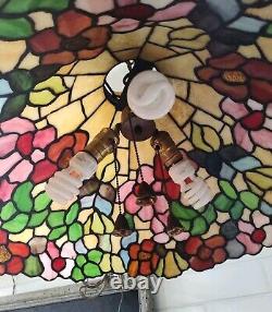 Tiffany Style Floral Stained Glass Tiffany Ceiling Hanging Swag Lamp 213 lights