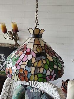 Tiffany Style Floral Stained Glass Tiffany Ceiling Hanging Swag Lamp 213 lights