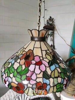 Tiffany Style Floral Stained Glass Tiffany Ceiling Hanging Swag Lamp 213 lights