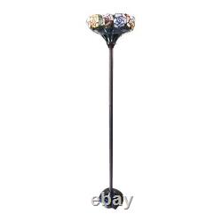 Tiffany-Style Floral Stained Glass Torchiere Floor Lamp 67 Heigh