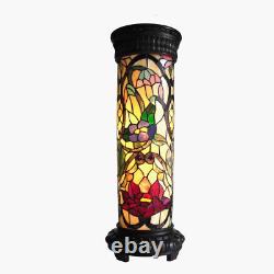 Tiffany Style Floral Tall Floor Lamp Stained Glass Theme Pedestal Den Desk Light