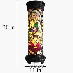 Tiffany Style Floral Tall Floor Lamp Stained Glass Theme Pedestal Den Desk Light